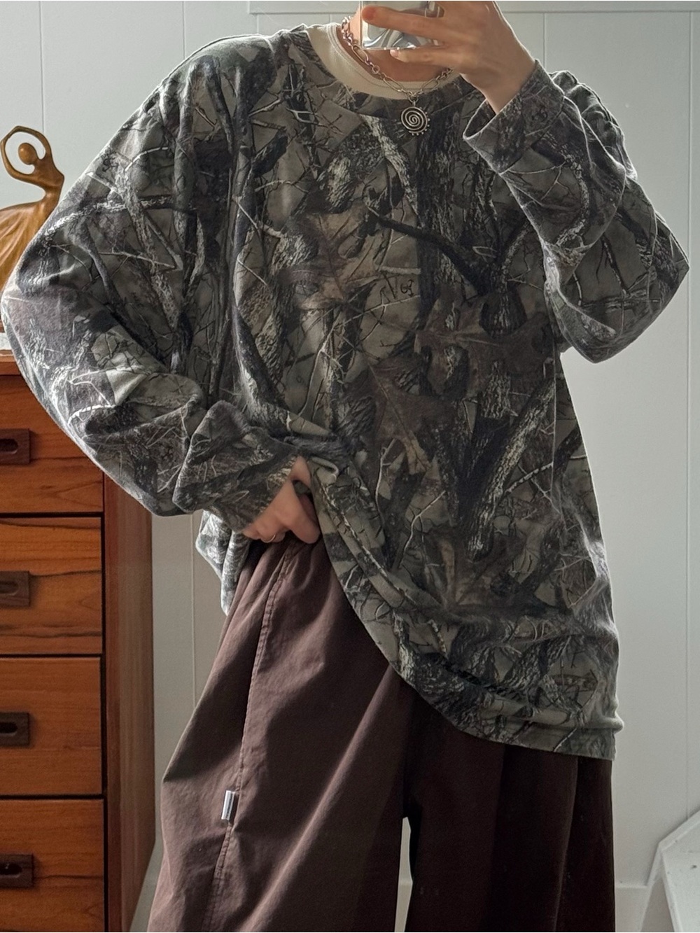 Camo realtree long sleeve t shirt | oversized | baggy fit | HTC True Timber